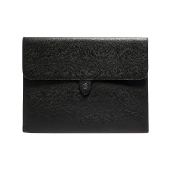 COACH Tablet Leather Clutch Briefcase Laptop Bag Unisex Black