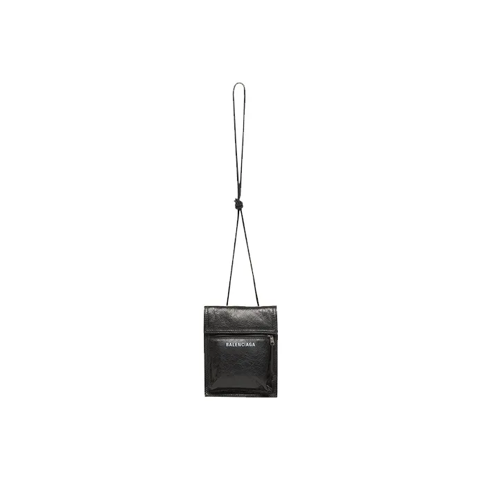 Balenciaga Explorer Sheepskin Cell Phone Pouch, Shoulder Bag, Crossbody Bag Trumpets Men's Black-1