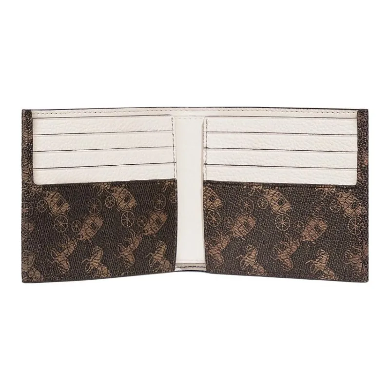 COACH Billfold Wallet Leather Wallet Men's Dark Brown & White Lining-1