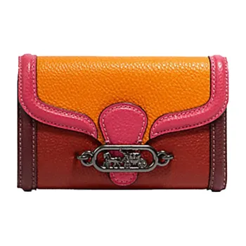 COACH Jade Leather Wallet Medium Size Women's Orange Red Pink Multicolor