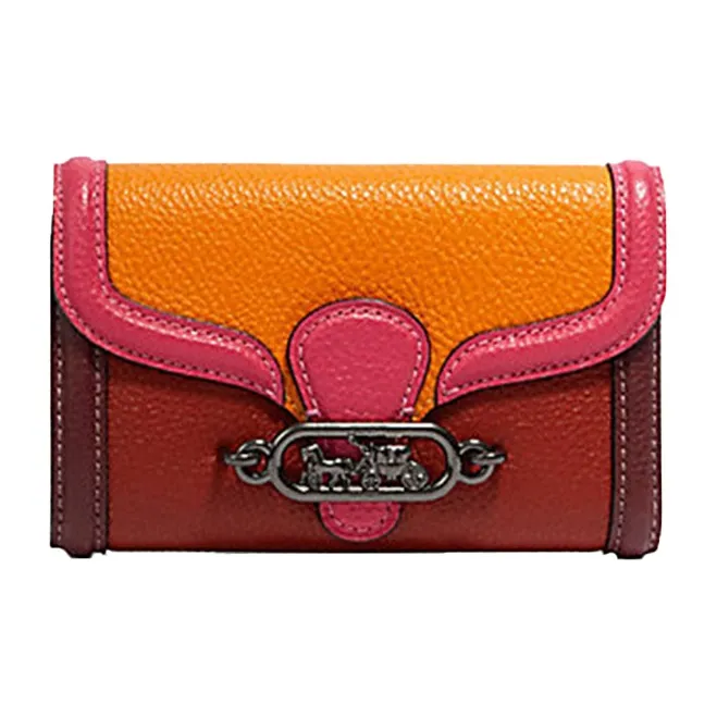 COACH Jade Leather Wallet Medium Size Women's Orange Red Pink Multicolor-0