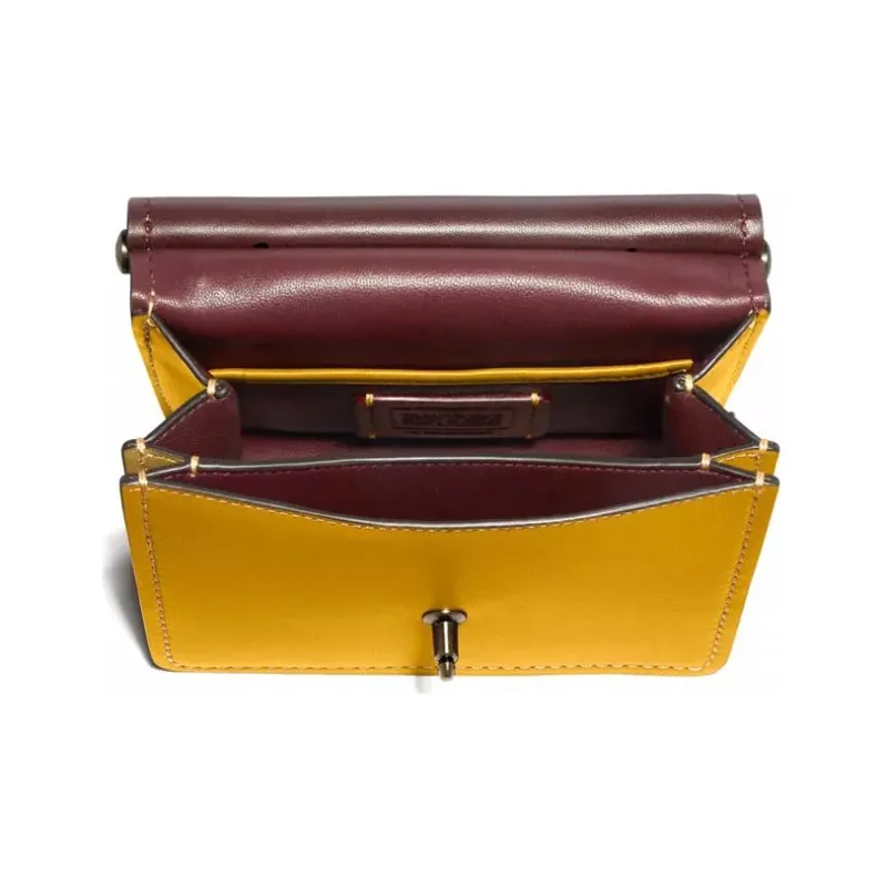 COACH Willis Cow Leather Shoulder Bag Crossbody Bag Handbag Small Size Women's Distressed Ginger Yellow-2