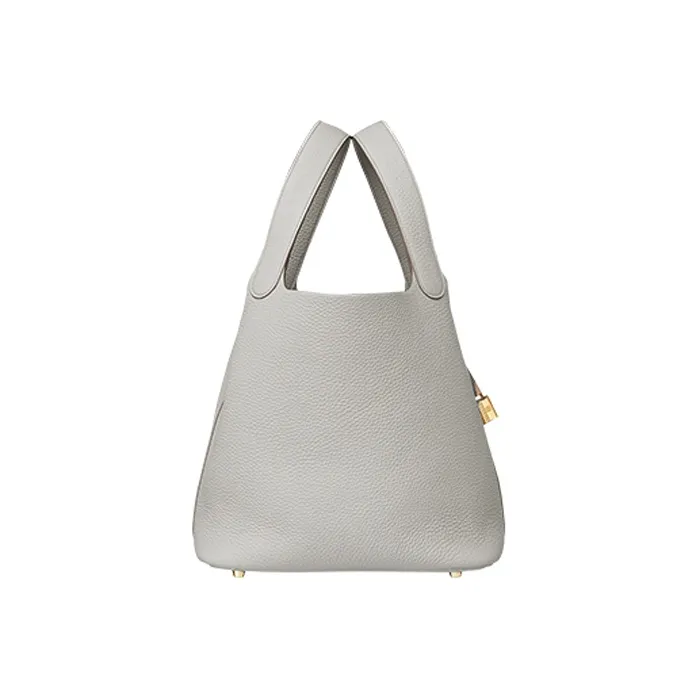 HERMES Picotin Lock Clemence Bullock Leather Bucket Bag Handbag 22 Women's Concrete Gray-2