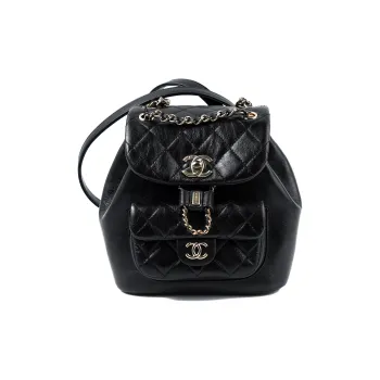 CHANEL Cow Leather Backpack Small Size Women's Black