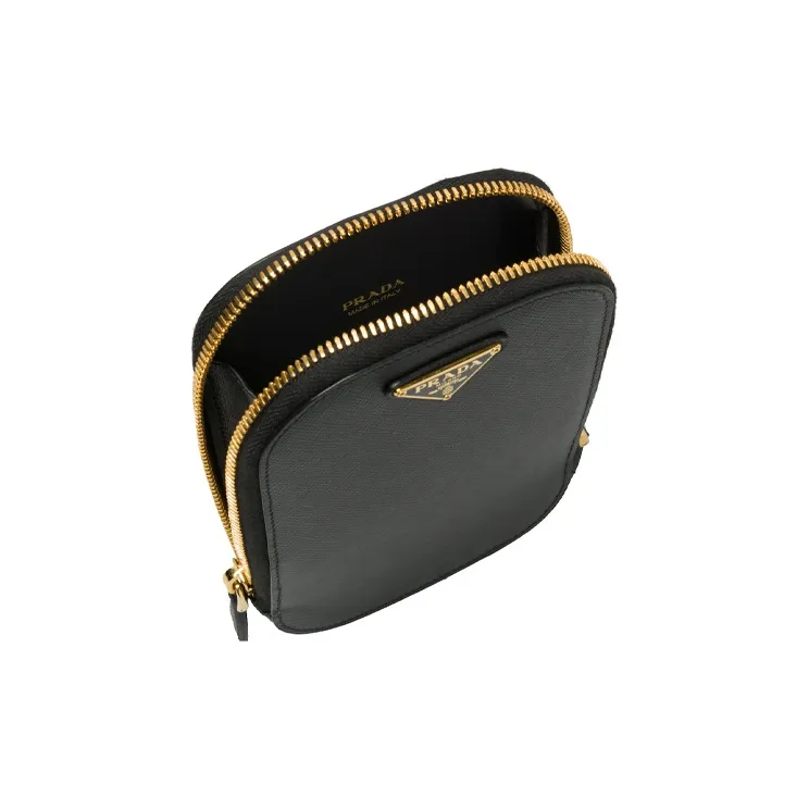 PRADA Saffiano Leather Handbag Mini Women's Black-3