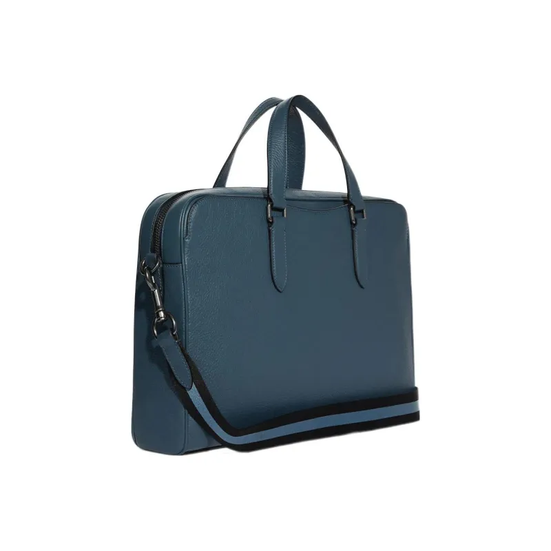 COACH Leather Crossbody Bag Laptop Bag Briefcase Large Size Men's Blue-1