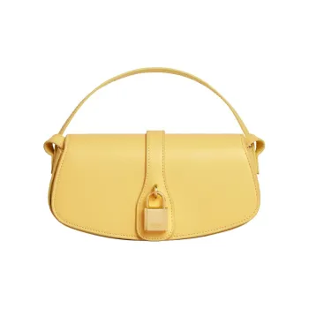 CELINE Smooth Cow Leather Baguette Bag Shoulder Bag Crossbody Bag Handbag Mini Women's Adzuki Bean Color/Bright Yellow