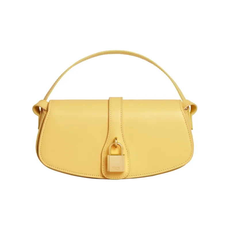 CELINE Smooth Cow Leather Baguette Bag, Shoulder Bag, Crossbody Bag, Handbag Mini Women's Beech/Bright Yellow-0