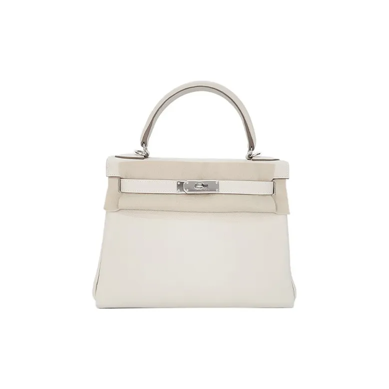 HERMES Kelly Togo Calfskin Handbag Women's 10 Craie Milkshake White-0