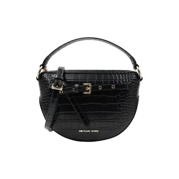 MICHAEL KORS Leather Dome Bag, One Shoulder Handbag Medium Size Women's Black