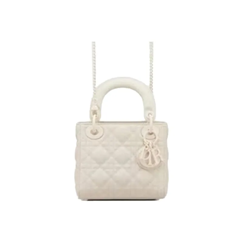 DIOR Lady Dior Matte Cow Leather Lady Dior Bag, Handbag, Shoulder Bag, Crossbody Bag Mini Women's Milk White-3
