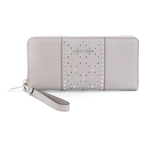 MICHAEL KORS Jet Set Travel Cow Leather Clutch Coin Purse Wallet Women's Gray