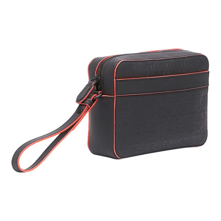 FERRAGAMO Leather Camera Bag Shoulder Bag Crossbody Bag Unisex Black-1