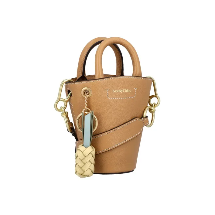See By Chloe Leather Bucket Bag, Shoulder Bag, Crossbody Bag, Handbag Women's Brown-2