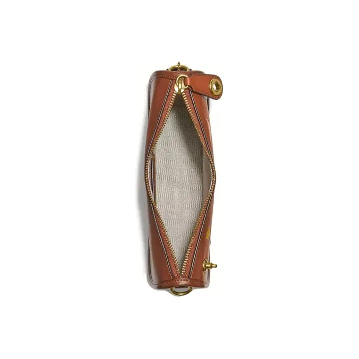 COACH Swinger Leather Shoulder Bag, Pochette, Shoulder Bag, Crossbody Bag, Handbag Medium Size Women's Brown-2