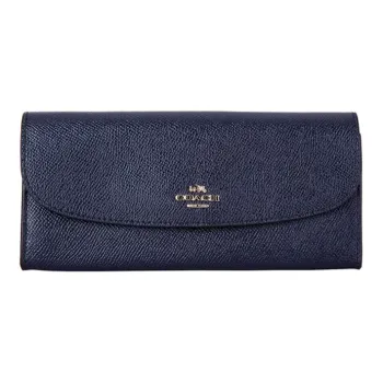 COACH Leather PVC Polyvinyl Chloride Clutch Wallet Women's Midnight Blue