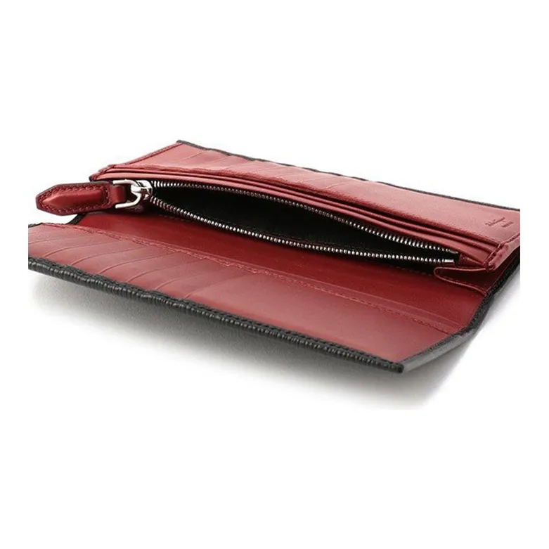FERRAGAMO Leather Wallet Men's Black With Red Lining-4