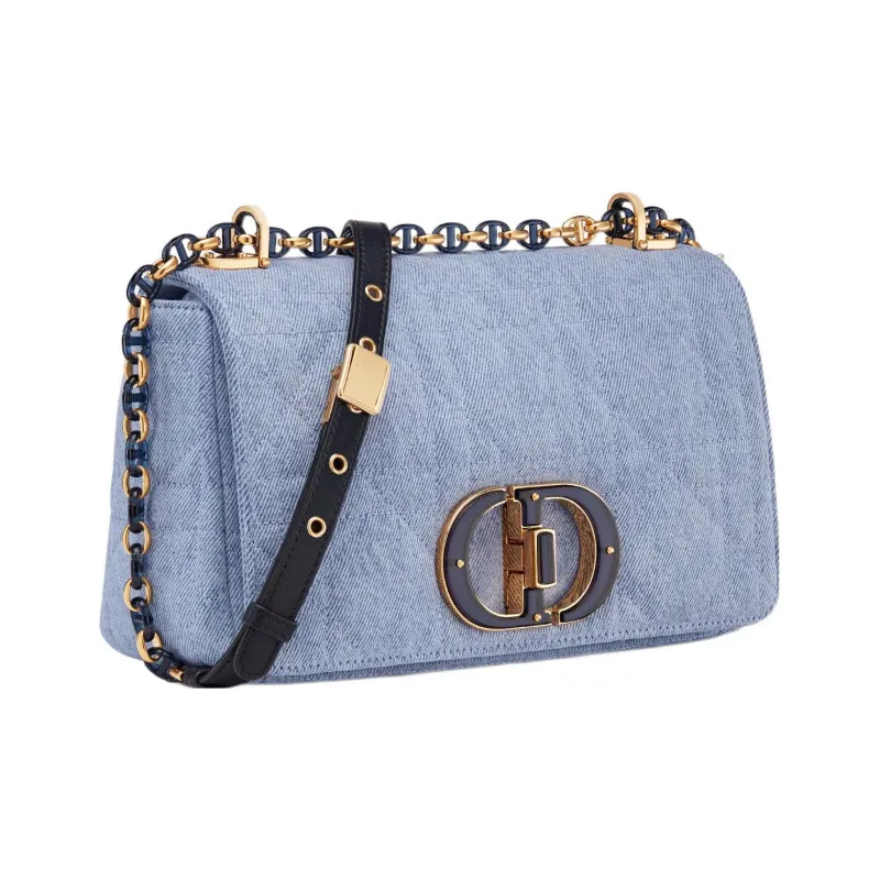 DIOR Caro Denim Handbag, Shoulder Bag, Crossbody Bag Medium Size Women's Blue-3