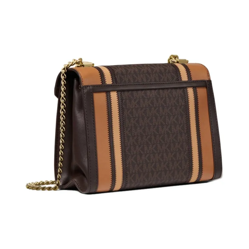 MICHAEL KORS Whitney Leather Envelope Bag Shoulder Bag Crossbody Bag Large Size Women's Dark Brown & Brown Monogram-1