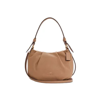 COACH Everly Leather Shoulder Bag Portable Crossbody Bag Shoulder Bag Large Size Women's Khaki