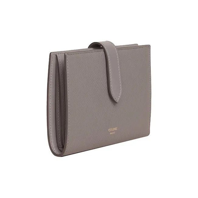 CELINE Grained Calfskin Wallet Medium Size Women's Egg Stone Color-1