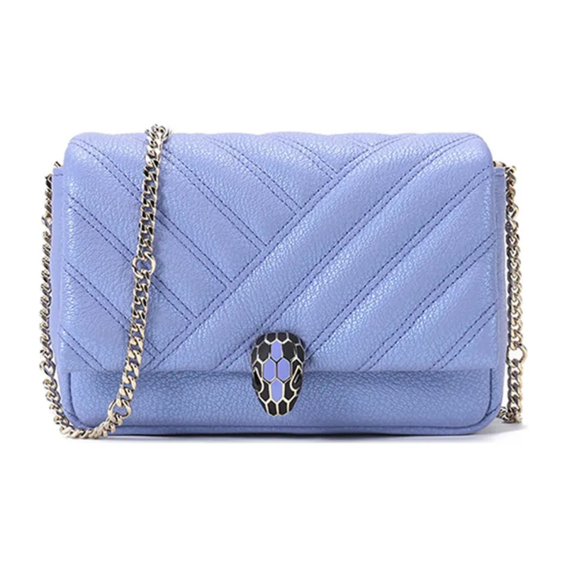 BVLGARI Serpenti Cabochon Sheepskin Chain Bag, Shoulder Bag Women's Lavender-0