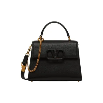 Valentino VSLING Grain Calfskin Chain Bag, Handbag, Shoulder Bag, Crossbody Bag Small Size Women's Black
