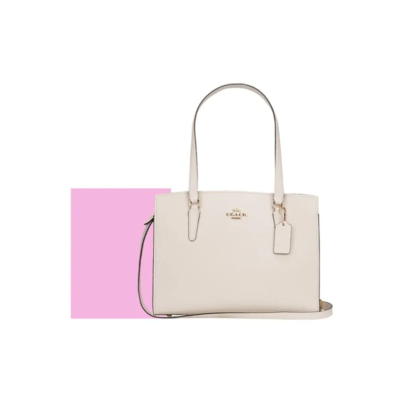 COACH Tatum Cow Leather Shoulder Bag Large Size Women's Ecru-4