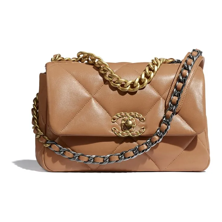 CHANEL 19Bag Lambskin Shoulder Bag, Crossbody Bag Trumpets Women's Brown-0