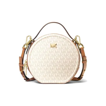 MICHAEL KORS Delaney Cow Leather One Shoulder Handbag Crossbody Bag Medium Size Women's White Brown Multicolor