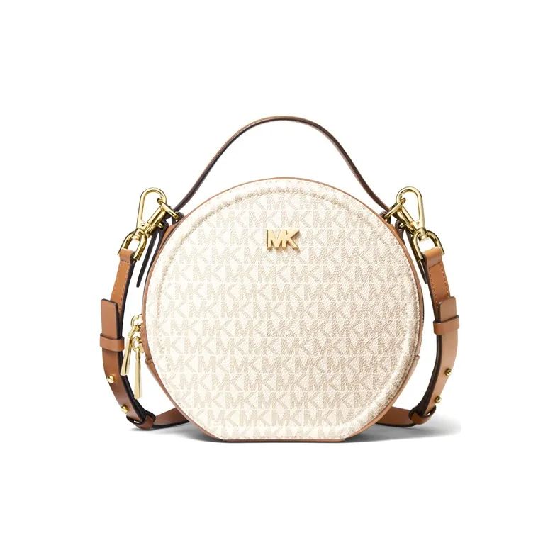 MICHAEL KORS Delaney Cow Leather One Shoulder Handbag Crossbody Bag Medium Size Women's White Brown Multicolor-0