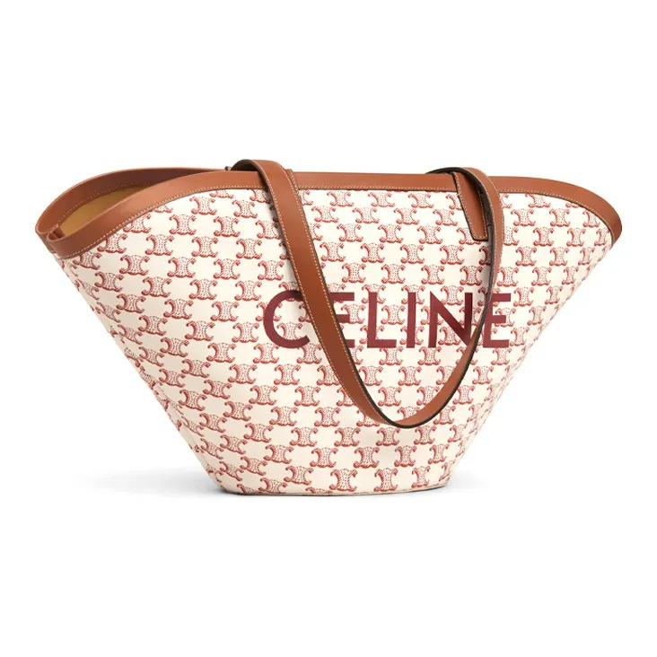 CELINE Couffin Cow Leather Basket Bag Tote Bag Shopping Bag Handbag Shoulder Bag Crossbody Bag Medium Size Women's Red-3