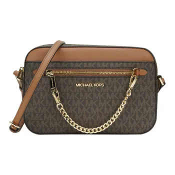 MICHAEL KORS Jet Set PVC Leather Camera Bags Shoulder Bags Large Size Women's Caramel Brown Acorn Brown Multicolor