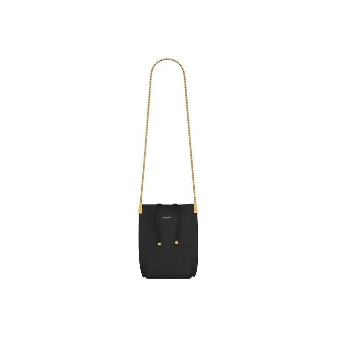 SAINT LAURENT Suzanne Patent Leather Leather Hobo Bag Handbag Shoulder Bag Women's Black-1