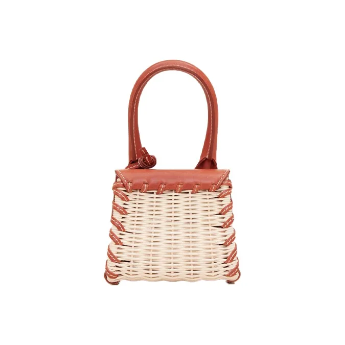Jacquemus Leather Wicker Shoulder Bag Crossbody Bag Handbag Mini Women's Deep Red-2