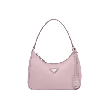 PRADA Re Edition Recycled Nylon Fabric With Saffiano Leather Trim Shoulder Bag, Handbag Mini Women's Snow Pink