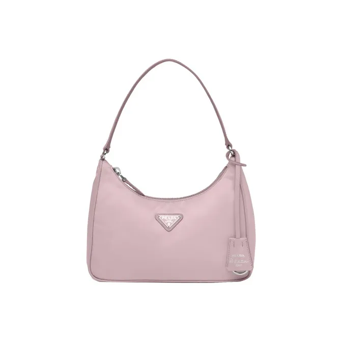 PRADA Re Edition Recycled Nylon Fabric With Saffiano Leather Trim Shoulder Bag, Handbag Mini Women's Snow Pink-0