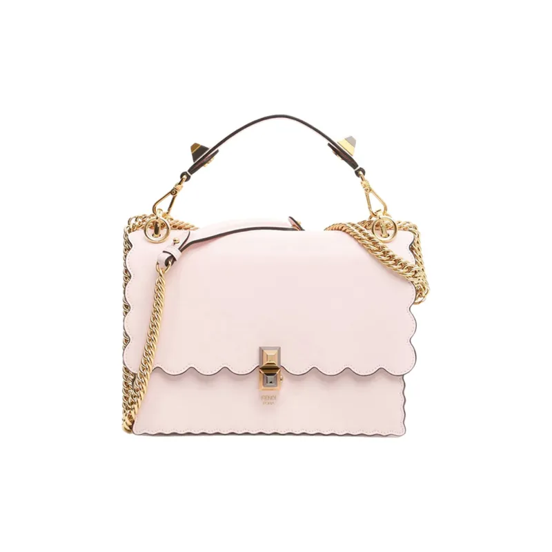 FENDI Kan I Leather Handbag Shoulder Bag Crossbody Bag Women's Light Pink/Candy Color-0