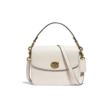 COACH Cassie Polished Pebbled Leather Messenger Bag Handbag Shoulder Bag Crossbody Bag Small Size Women's White