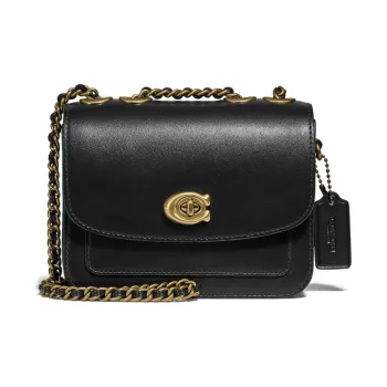 COACH Madison Calfskin Messenger Bag, Crossbody Bag, Shoulder Bag Women's Black