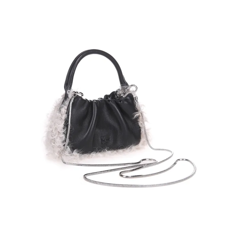 QULU Sheepskin Shoulder Bag Crossbody Bag Handbag Mini Women's White-50