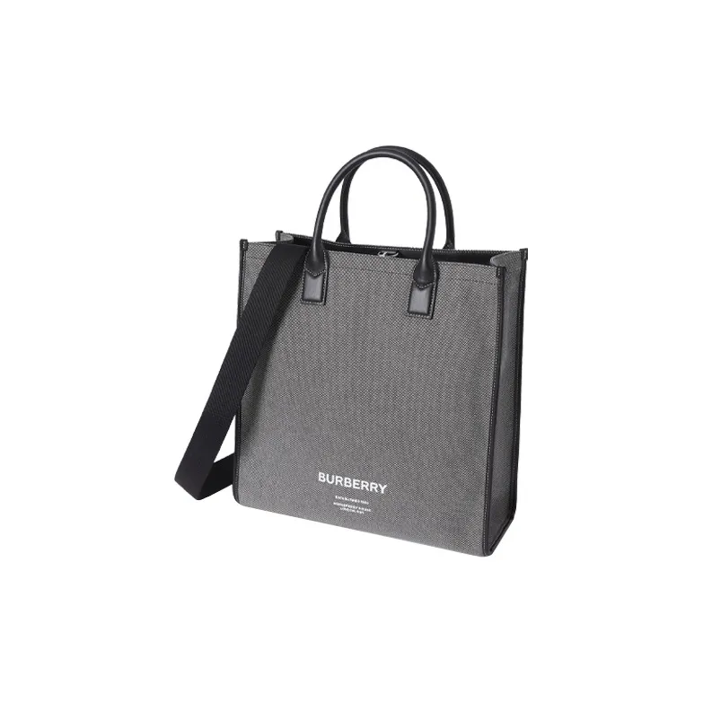 Burberry Horseferry Canvas Tote Bag Shopping Bag Shoulder Bag Crossbody Bag Handbag Men's Black/Gray-2