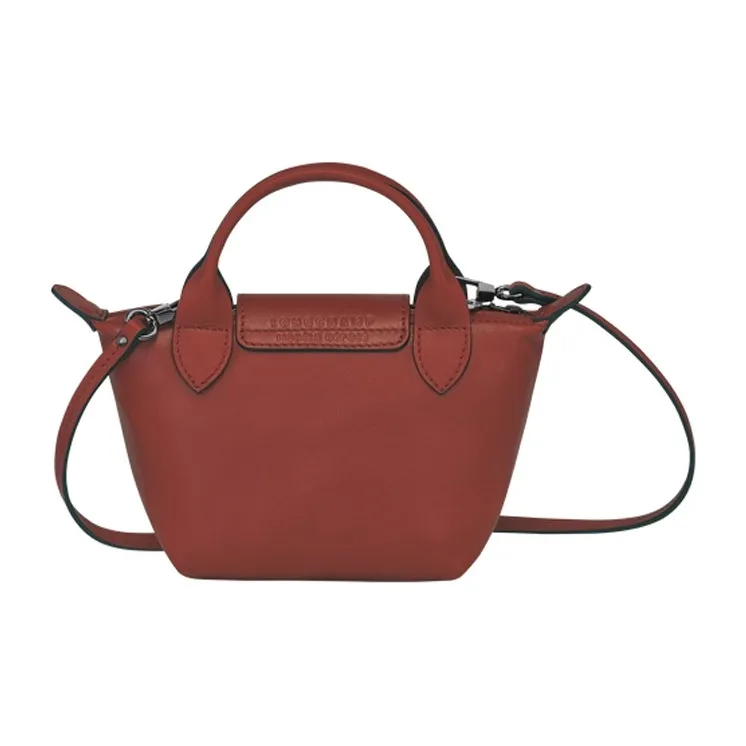 LONGCHAMP Le Pliage Cuir Sheepskin Handbag Shoulder Bag Crossbody Bag Medium Size Women's Russet-3