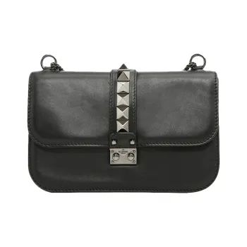 Valentino Rockstud Leather Chain Bag Messenger Bag Shoulder Bag Crossbody Bag Regular Black