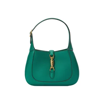 GUCCI Jackie 1961 Grained Leather Crescent Shoulder Bag Shoulder Bag Small Size Women's Emerald Green