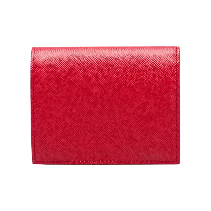 PRADA Saffiano Leather Wallet Small Size Women's Red-2