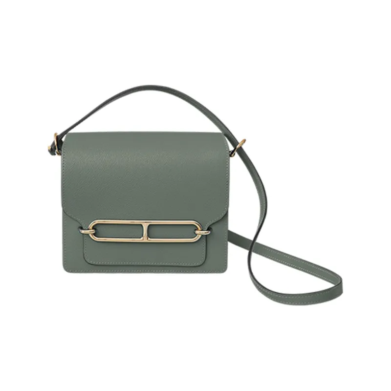 HERMES Evercolor Calfskin Pig Nose Bag Shoulder Bag Crossbody Bag Mini Women's Gray Green-0
