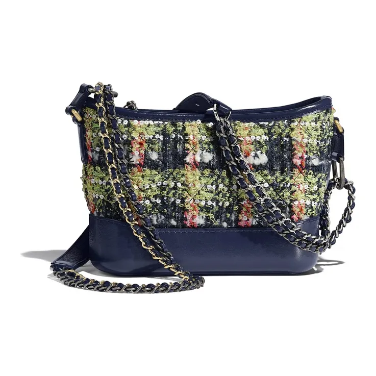 CHANEL Gabrielle Calfskin With Tweed Handbag, Shoulder Bag, Crossbody Bag Trumpets Women's Multicolor-1