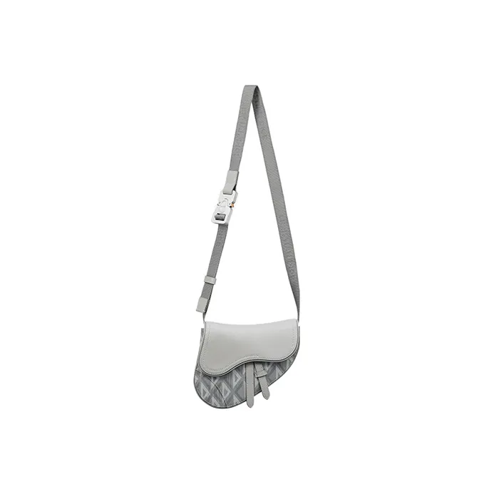 DIOR Canvas With Smooth Cow Leather Saddle Bag Fanny Pack Portable Crossbody Bag Shoulder Bag Mini Men's Gray-1