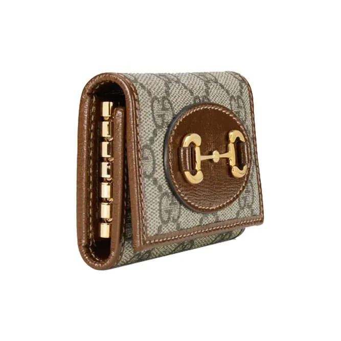 GUCCI Horsebit 1955 Canvas Key Pouch Regular Women's Beige-2